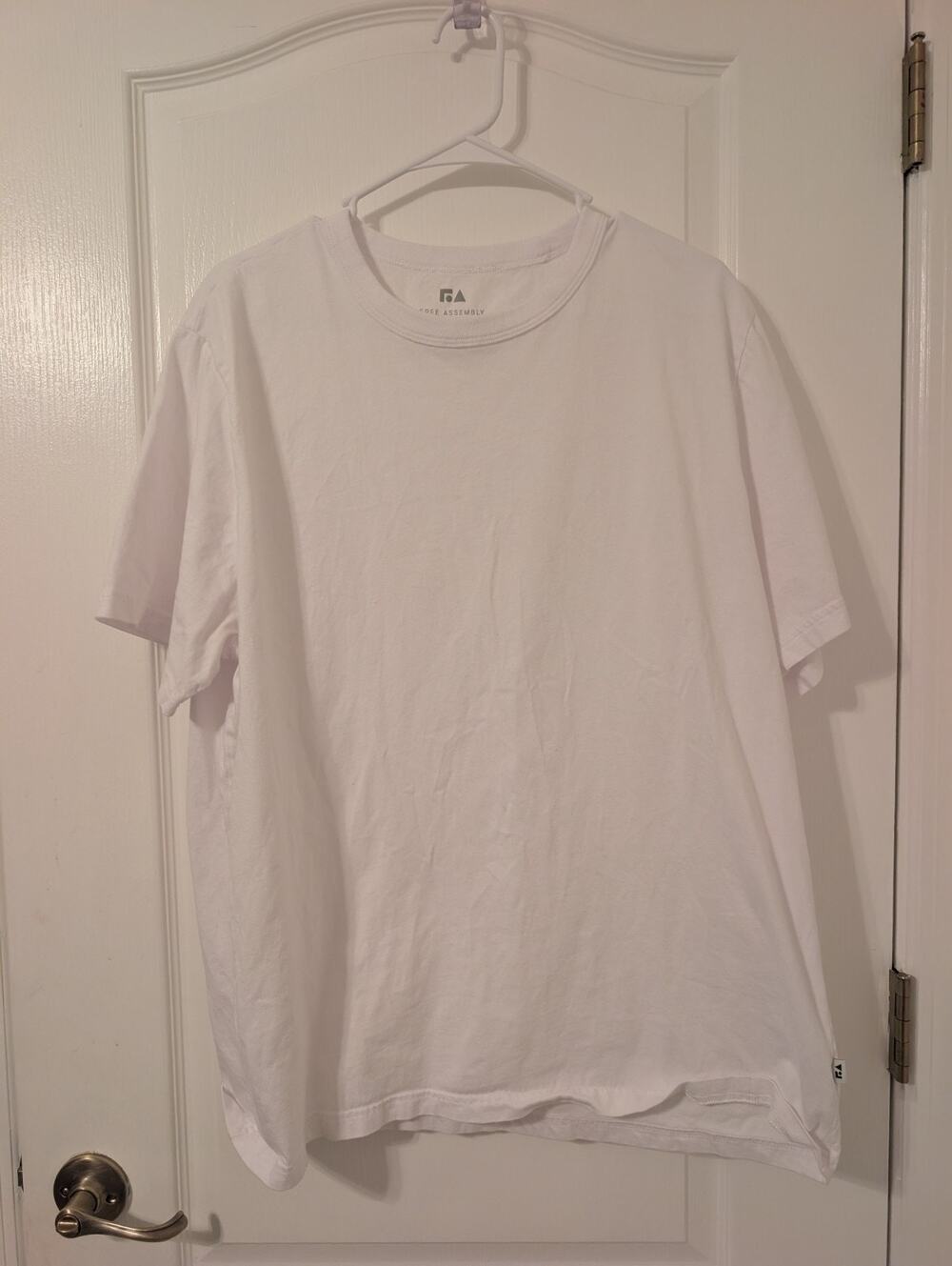 Free Assembly Mens 100 % Organic Cotton Crewneck T-Shirt , White size XL